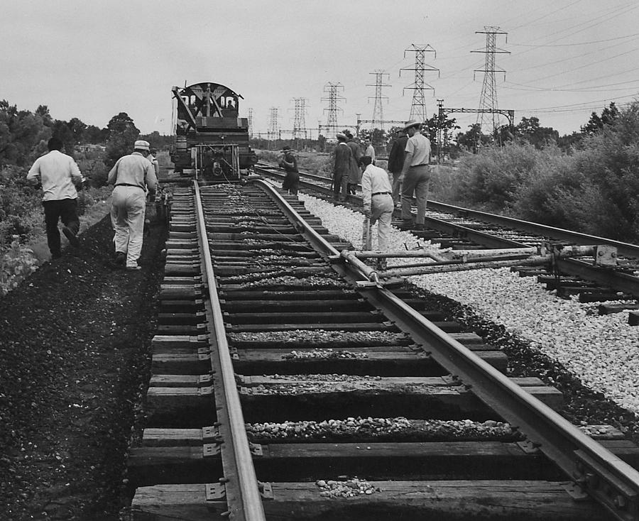 Crew Works on Track - 1957 Photograph by Chicago and North Western Historical Society