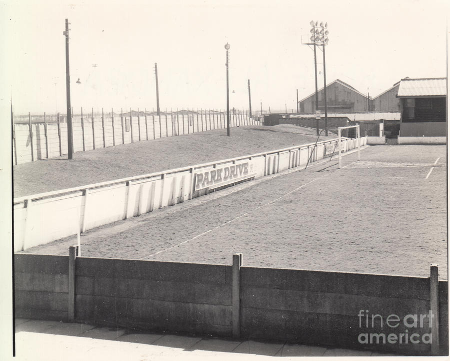 Crewe Alexandra - Gresty Road - Railway End 1 - BW - September 1964  Photograph by Legendary Football Grounds
