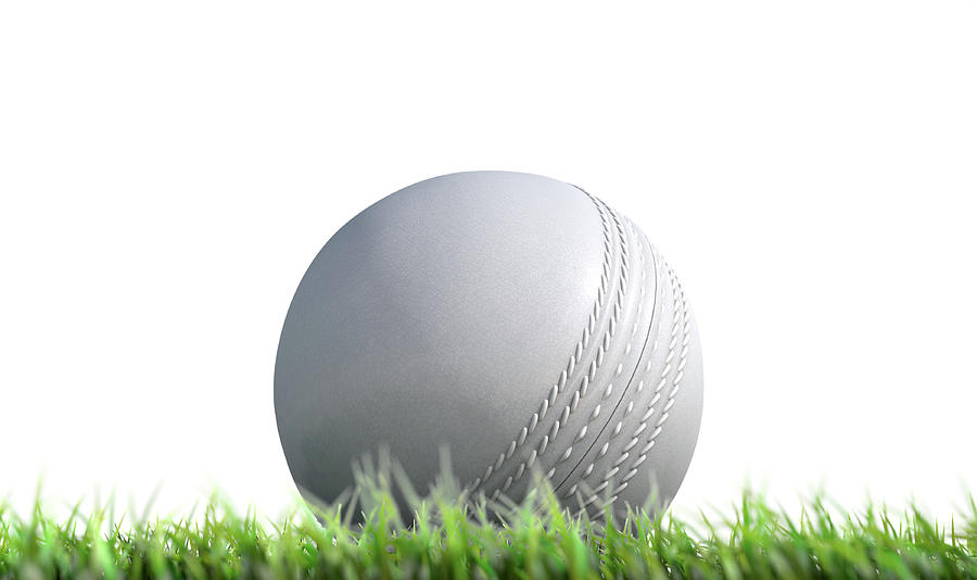Cricket Digital Art - Cricket Ball Resting On Grass by Allan Swart