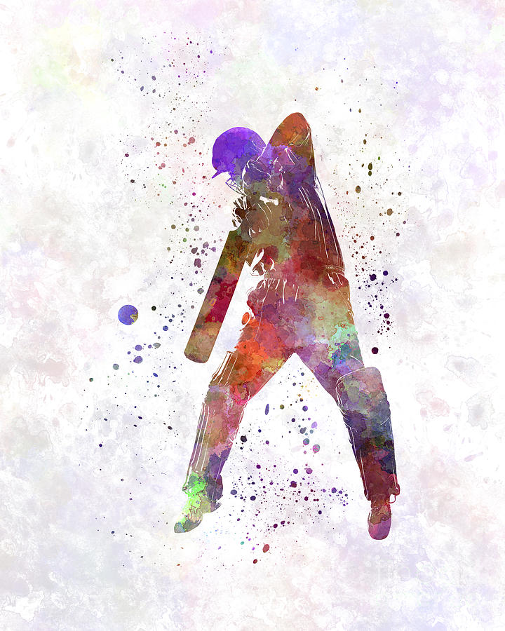 Cricket Player Batsman Silhouette Painting By Pablo Romero Pixels