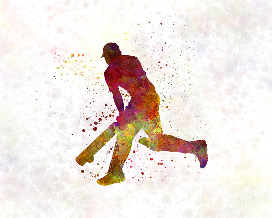 Cricket Player Batsman Silhouette Painting By Pablo Romero