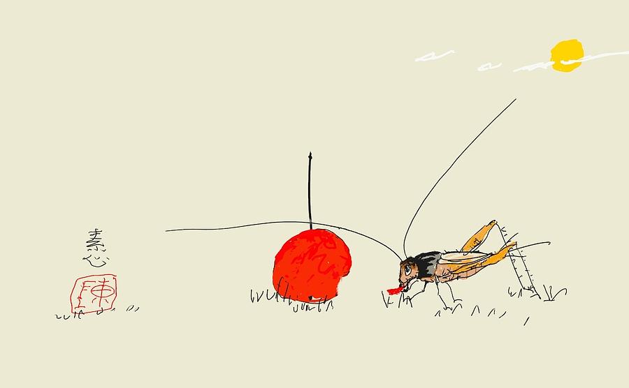 Cricket With Cherry Digital Art by Debbi Saccomanno Chan