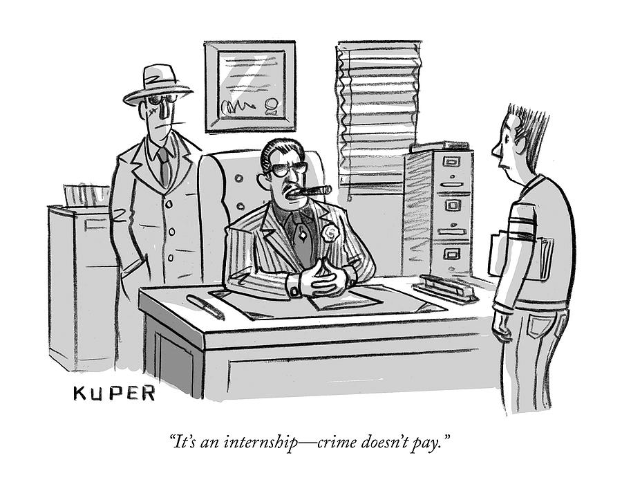 Crime does not pay Drawing by Peter Kuper