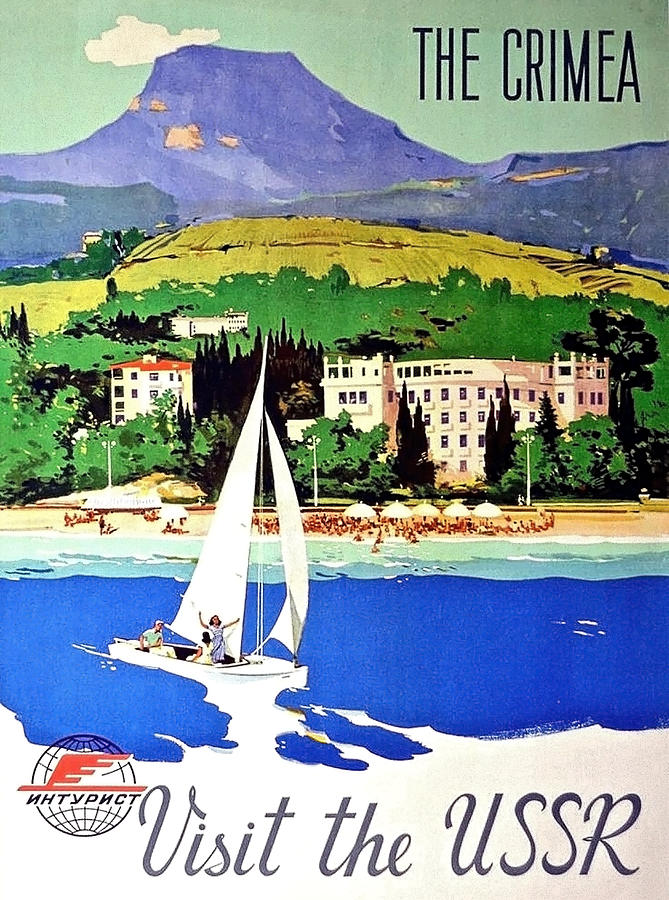 Crimea, sailing boat, visit USSR Painting by Long Shot