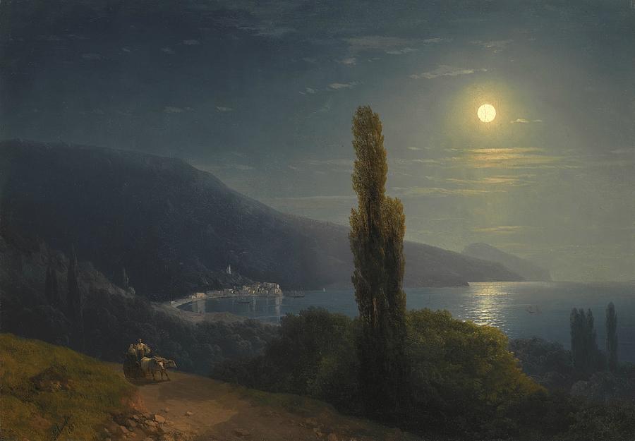 Crimean Coast In Moonlight Painting By Ivan Konstantinovich Aivazovsky