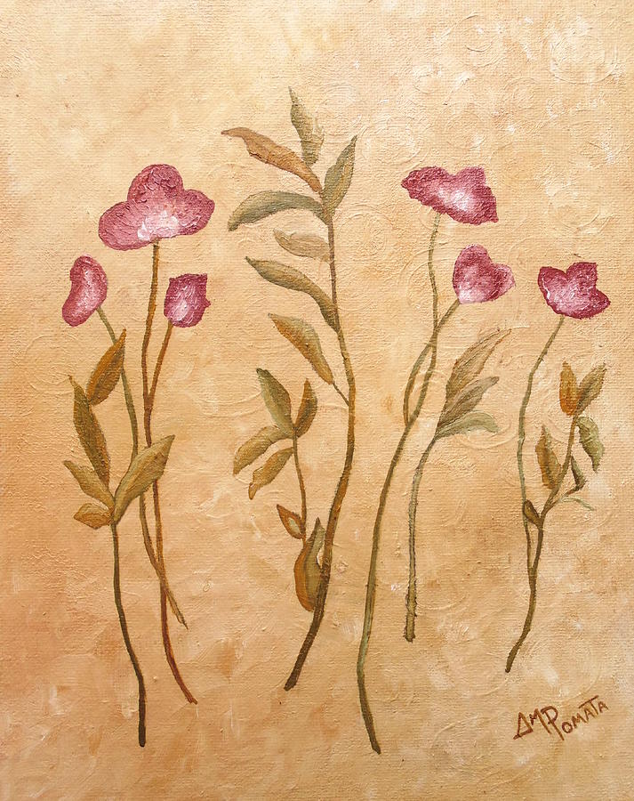 Crimson Flowers Painting by Angeles M Pomata