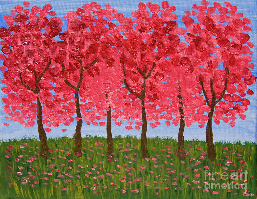 Crimson garden, oil painting Painting by Irina Afonskaya