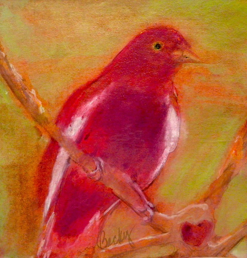 Animal Painting - Crimson Heart Keeper by Becky Phillips