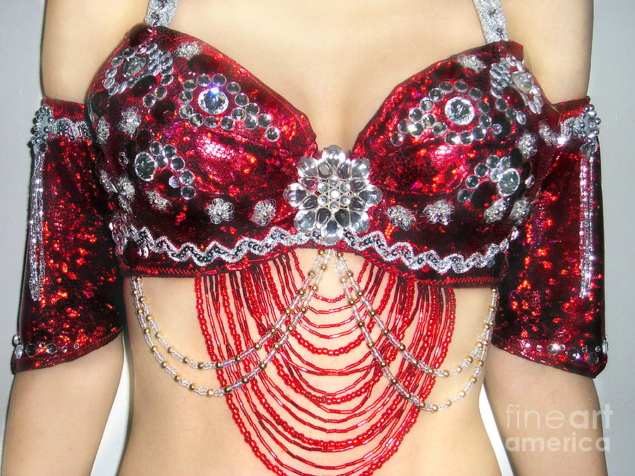Belly Dance Heart Style Beaded Bra Top in Black with Silver