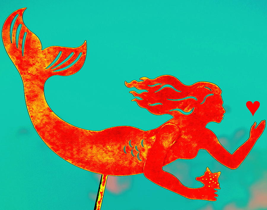 Crimson Mermaid Digital Art by Larry Beat