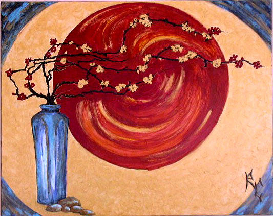 Crimson Moon Painting by Rae Chichilnitsky