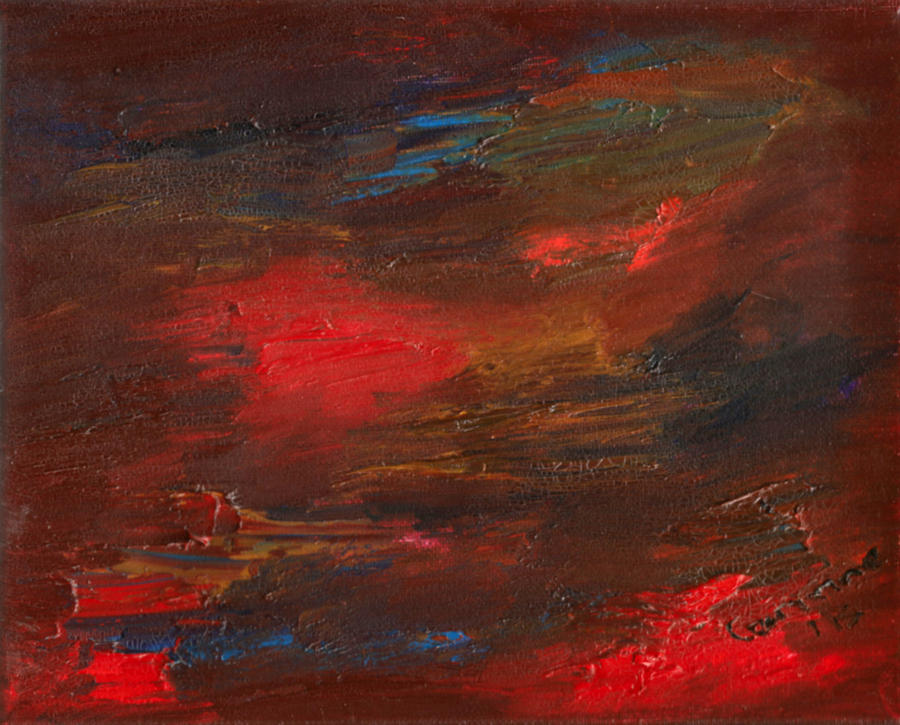 Crimson Ocean Painting by Corinne Elizabeth Cowherd