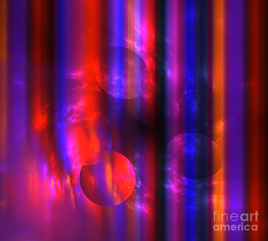 Abstract Digital Art - Crimson Planets by Kim Sy Ok