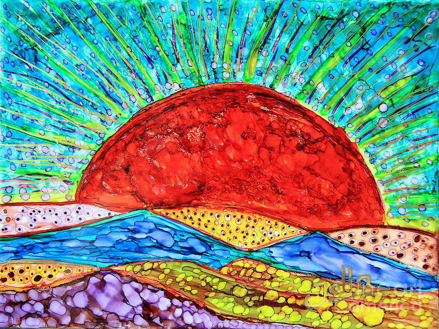 Crimson Sun.. Painting by Jolanta Anna Karolska