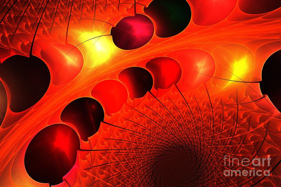 Abstract Digital Art - Crimson Web by Kim Sy Ok