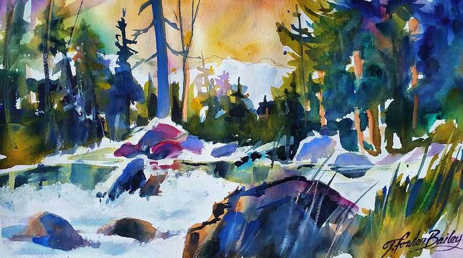 Tahoe Painting - Crisp Snowy Morn near Tahoe by Tf Bailey
