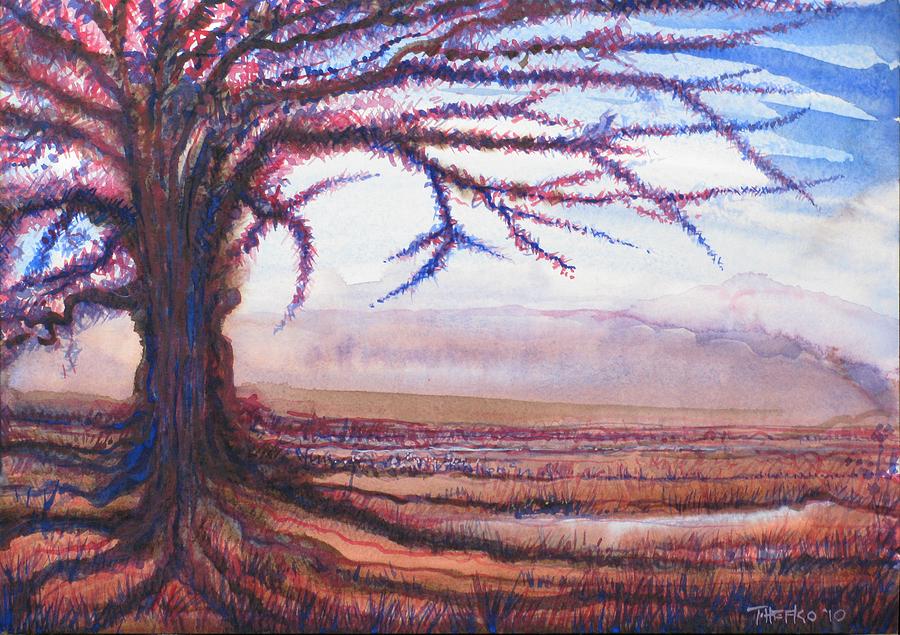 Criss Cross Tree Painting by Tom Hefko