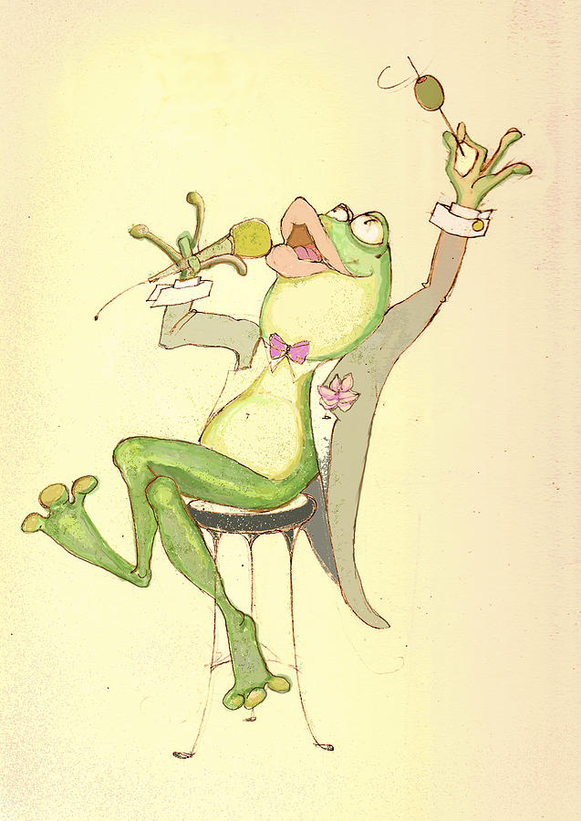 Frog Mixed Media - Croaky Karaoke by Peggy Wilson