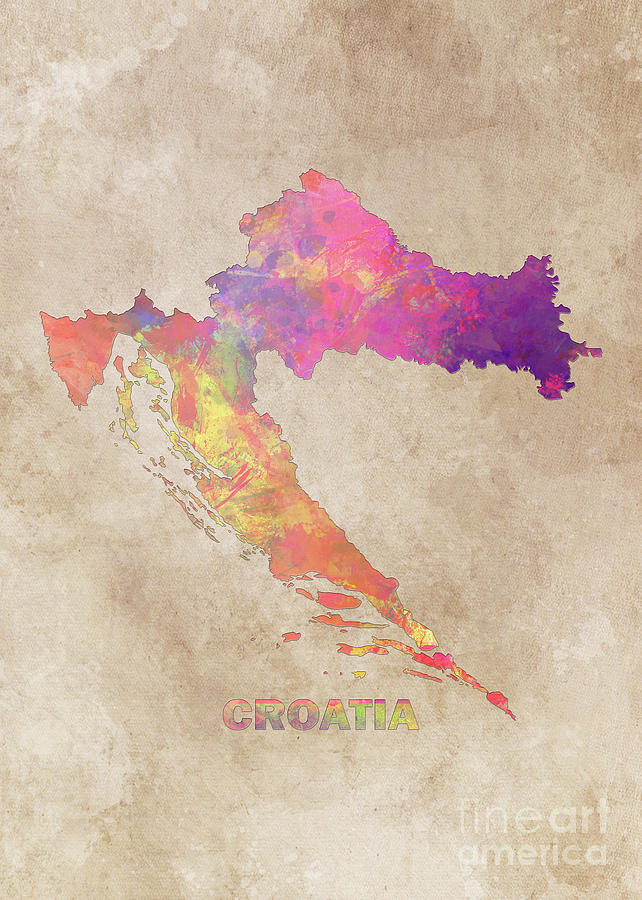 Croatia Map Digital Art
