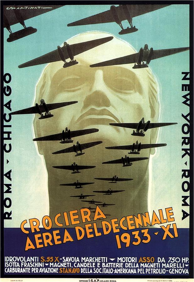 Crociera Aerea Deldecennale 1933 - Retro Travel Poster - Vintage Poster Mixed Media