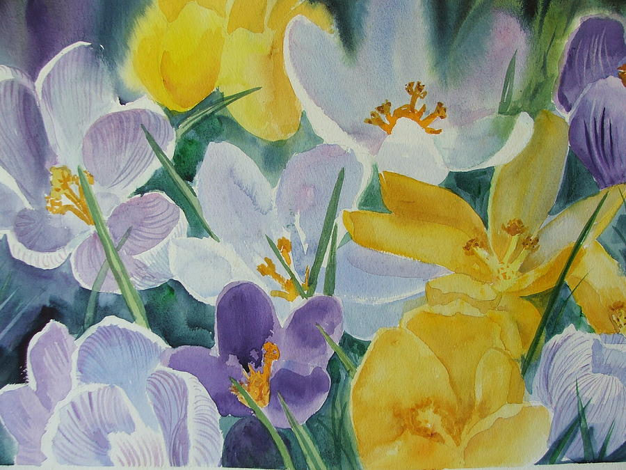 Spring Flowers Painting - Crocus Circus by Dianna Willman