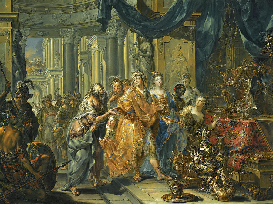 Croesus and Solon Painting by Johann Georg Platzer