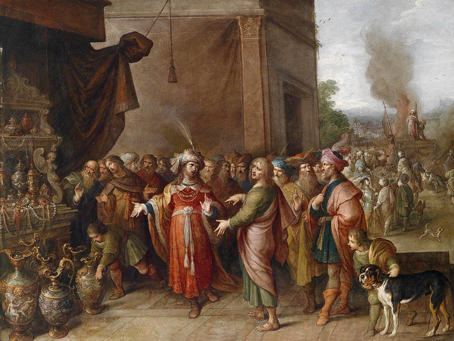 Croesus showing his Treasures to Solon  Painting by Frans Francken the Younger