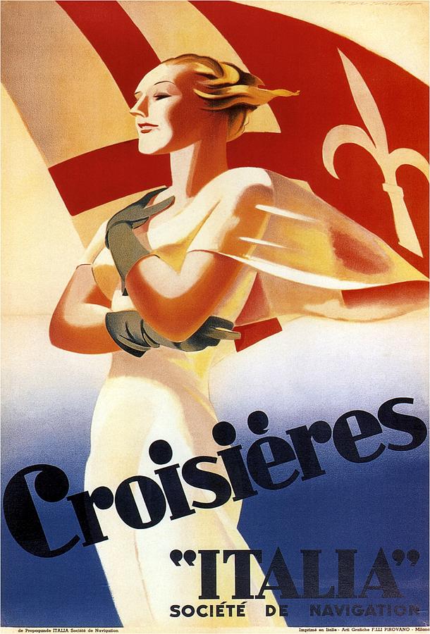 Vintage Mixed Media - Croisieres Italia - Italian Vintage Travel Poster by Studio Grafiikka