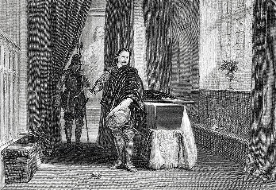 Black And White Drawing - Cromwell Viewing The Body Of Charles I by Vintage Design Pics