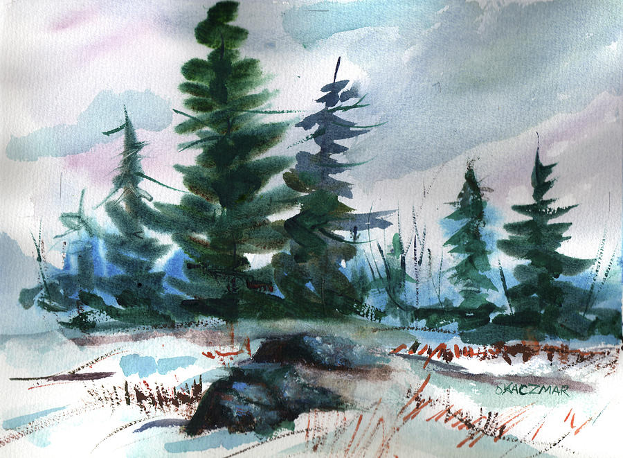 Croneys Pine Trees Painting by Olga Kaczmar