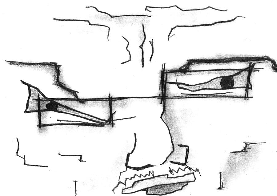 Abstract Drawing - Crooked Face Man by Matt Quest