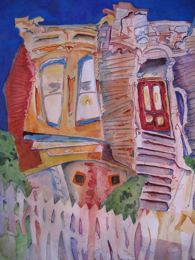 Crooked house Painting by Marlene Robbins