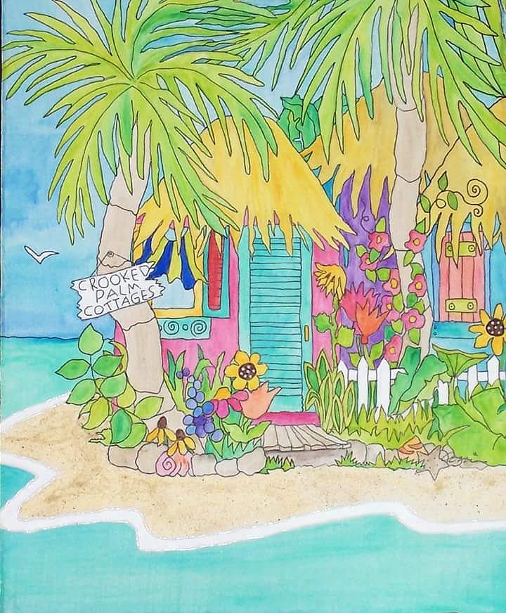 Crooked Palm Cottages Painting by Coni Brown - Fine Art America