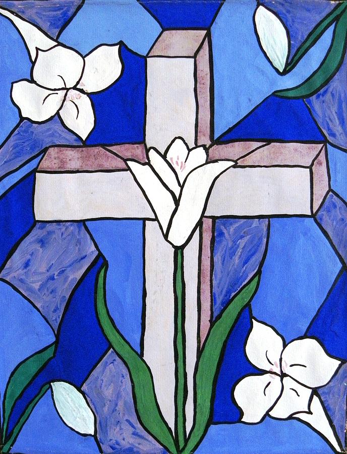 Cross and Lilies Painting by Peggy King