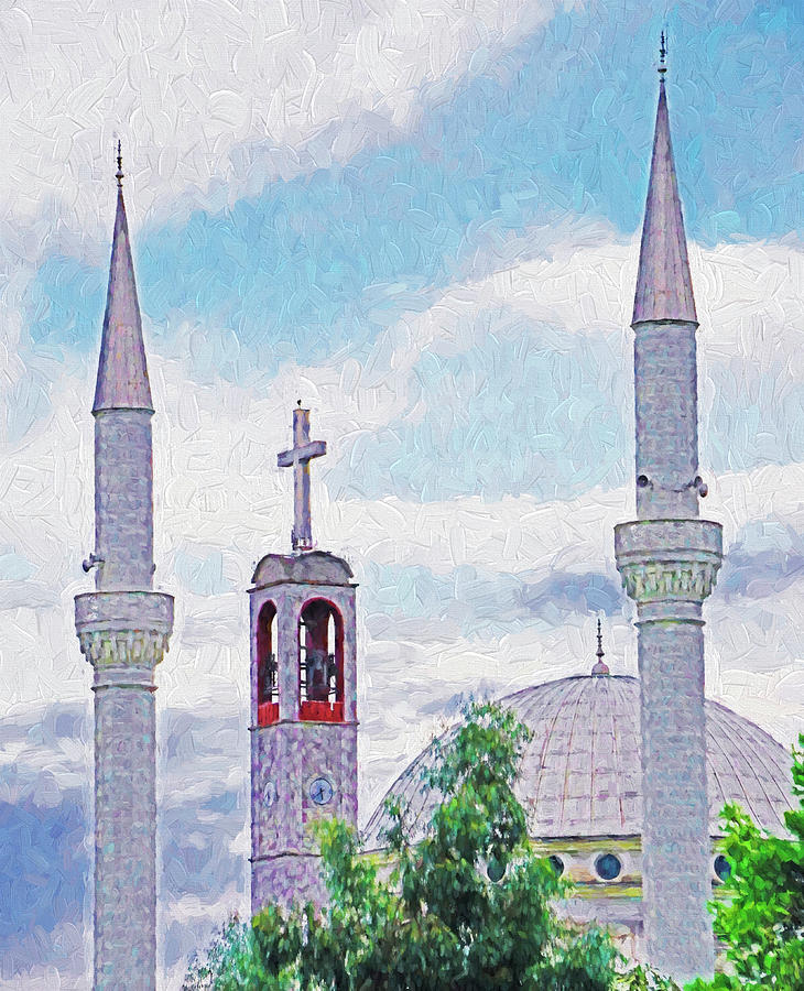 Cross and Minarets Digital Art by Dennis Cox