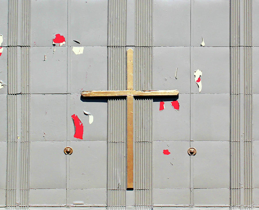 Cross and Peeling Paint Photograph by Mary Bedy