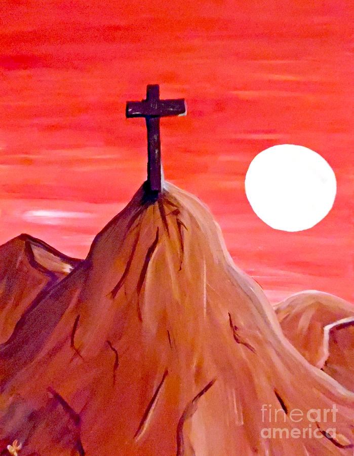 Cross at Sundown Painting by Jilian Cramb - AMothersFineArt