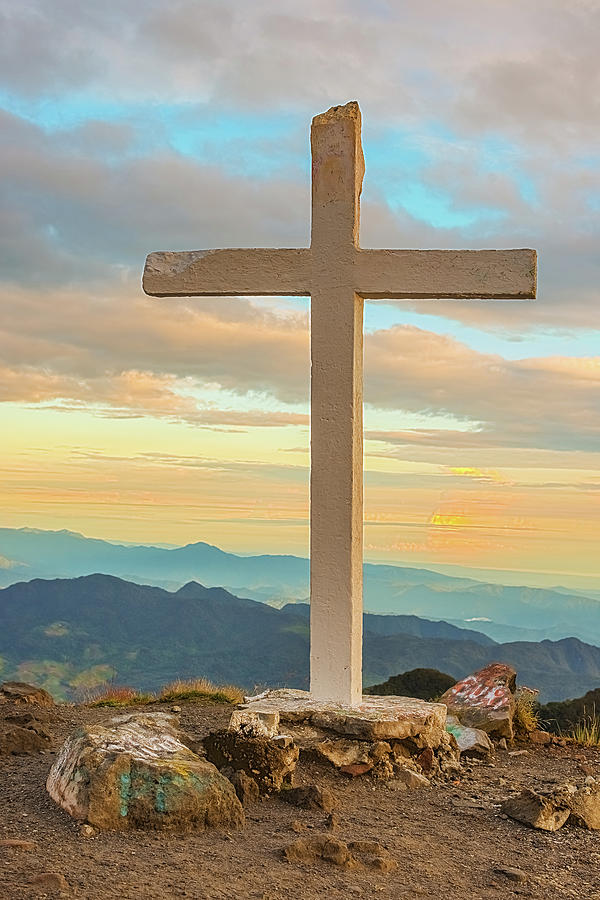 Cross at the top of volcano Baru in Panama Photograph by Marek Poplawski