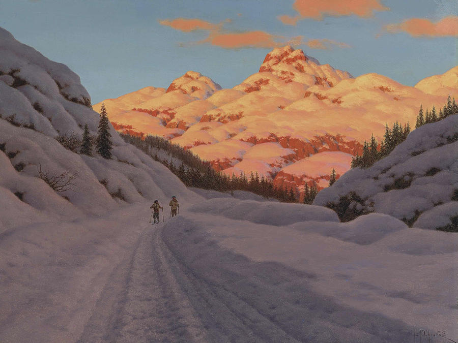 Cross country skiing by Ivan Fedorovich Choultse Painting by Ivan Fedorovich Choultse