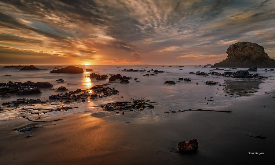 Sunset Photograph - Cross Light- San Simeon by Tim Bryan