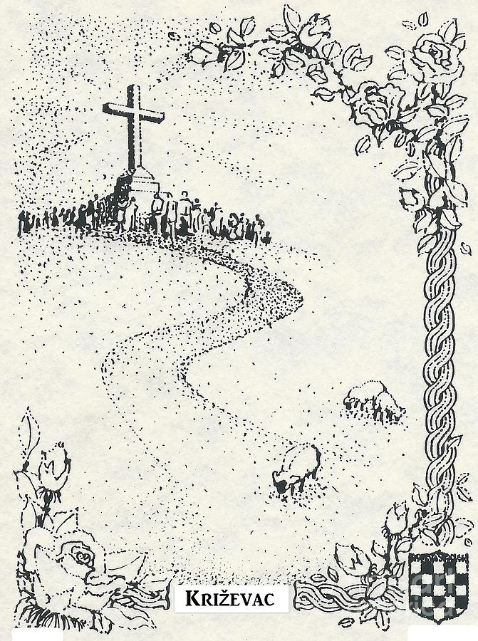 Cross Mt, Medjugorje  Drawing by Christina Verdgeline