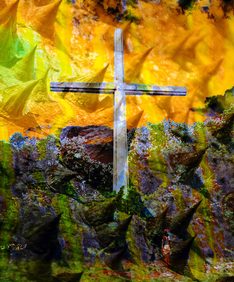 Cross of Thorns Mixed Media by David Lee Thompson