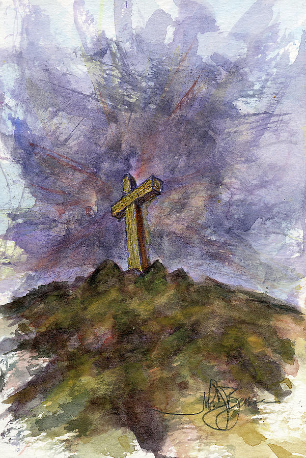 Cross on Hill Painting by John D Benson
