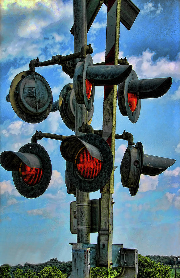 Train Photograph - Crossed Signals by Wendy J St Christopher