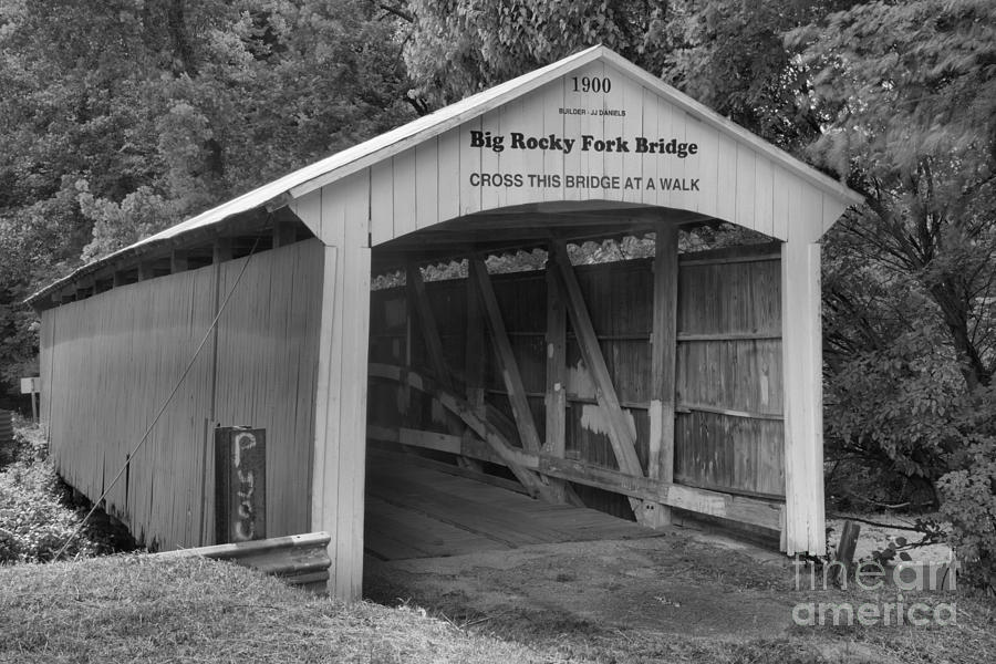 Crossing Big Rocky Fork Creek Black And White Photograph by Adam Jewell