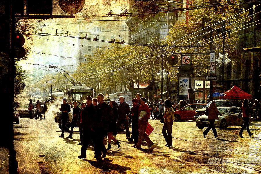 Crossing Market Street . texture Photograph by Wingsdomain Art and Photography