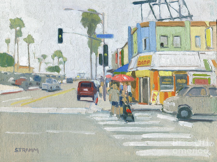 Mission Blvd Mission Beach San Diego California Painting by Paul Strahm