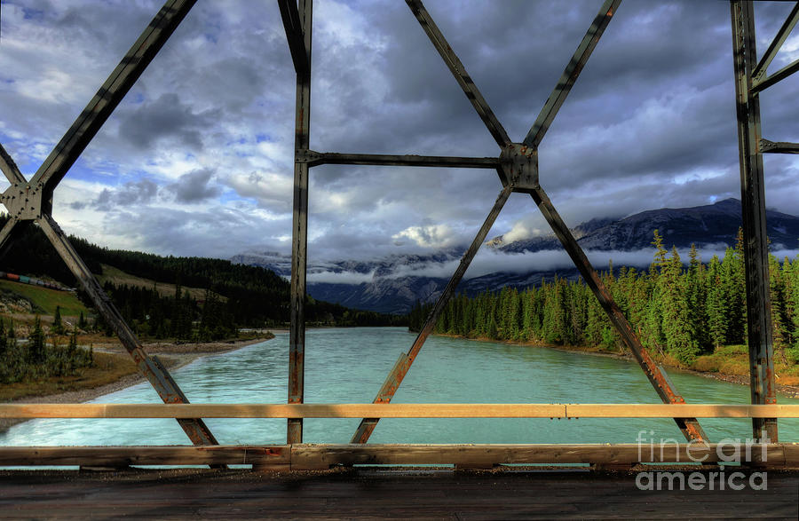 Crossing the Athabasca Jasper National Park Photograph by Wayne Moran