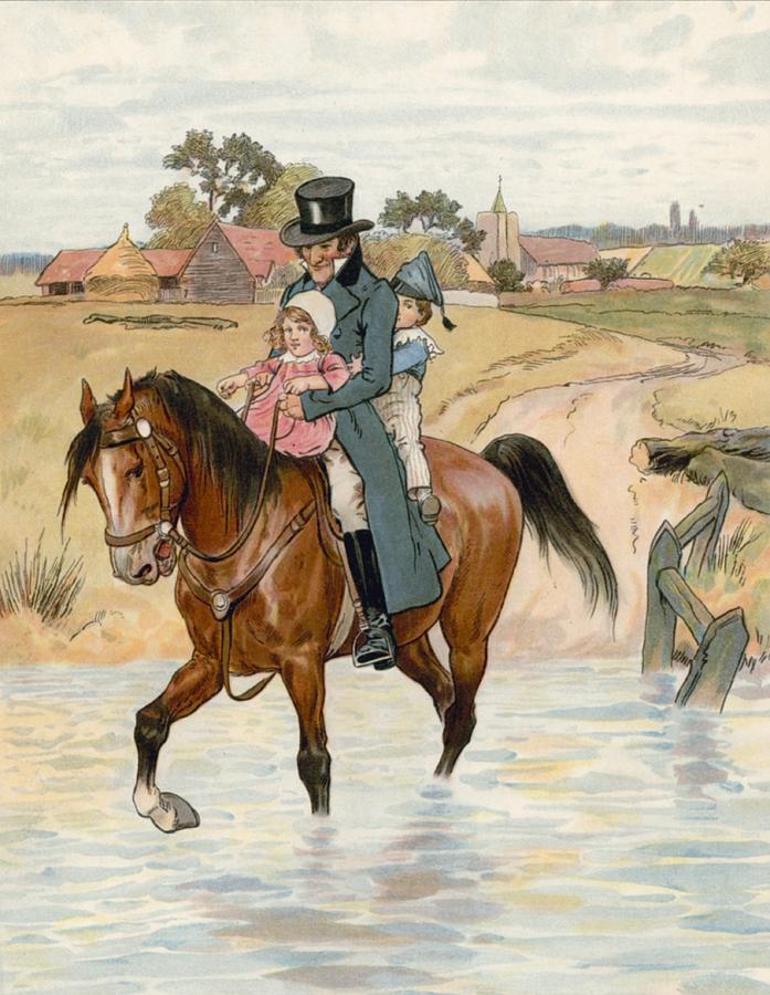 Horse Painting - Crossing the Brook by English School