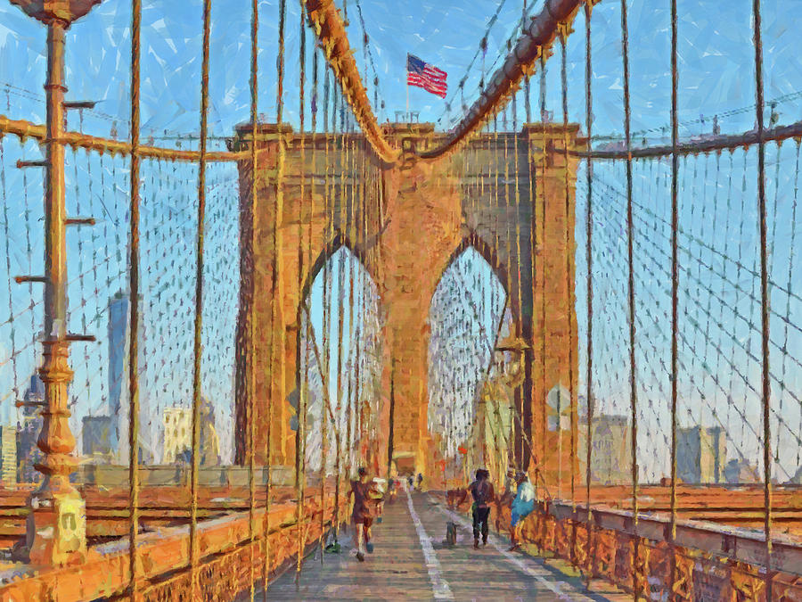 Crossing the Brooklyn Bridge Digital Art by Digital Photographic Arts